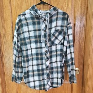 Maurices Green and Orange Plaid Shirt